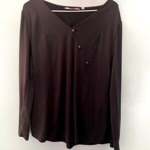 Soft Surroundings Faye long sleeve black v-neck top, size medium‎
